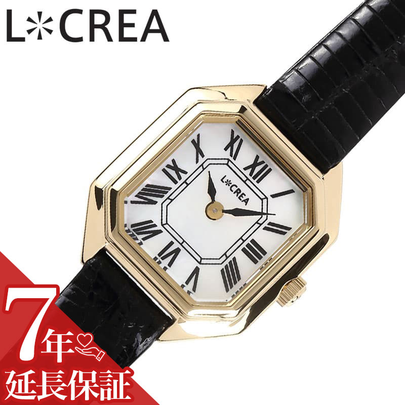 ルクレア[LCREA]静かな午後の、腕時計。イタリア語の光 ”LUCE” と創造 "CREATION" を掛け合わせたブランド《L＊CREA》。その全てのモデルにソーラームーブメントを採用しており、モダンからクラシックまで様々なコーディネートに似合デザイン。女性らしさと高級感、そしてヴィンテージの時計のような佇まい。手元にエレガンスを加えてくれる腕時計。キリッとした角きりの文字盤のクールな印象とケースの丸めのソフトな印象が融合した腕時計らしいキュートさを醸し出します。変形文字盤ですが、八角形のため、時間が読み易いのも特徴です。個性のある変形文字盤ながらも、柔らかいフォルムを描くケースのソフト感がバランスの良い印象を与えてくれます。型番LC2004-GPTBKケース材質：ステンレススチールサイズ約：縦26×横21.2mm×厚：6.6mmベルト幅：10mmベルト材質：本トカゲ革カラー：ブラックベルト腕周り最少：13cmベルト腕周り最大：17cmムーブメントソーラー クォーツ (電池式)機能風防：ミネラルガラス表示タイプ：アナログ防水機能防水性：日常生活防水付属品LCREA純正BOX保証書取扱説明書※説明書・保証書に関して入荷時期により仕様、内容が一部異なる場合がございます。予めご了承をお願い致します。また、ブランドにより説明書兼保証書が付属する場合がございます。予めご了承をお願い致します。この商品のお問い合わせ番号PPR-item-69724メーカー希望小売価格はメーカーサイトに基づいて掲載していますルクレア[LCREA]静かな午後の、腕時計。イタリア語の光 ”LUCE” と創造 "CREATION" を掛け合わせたブランド《L＊CREA》。その全てのモデルにソーラームーブメントを採用しており、モダンからクラシックまで様々なコーディネートに似合デザイン。女性らしさと高級感、そしてヴィンテージの時計のような佇まい。手元にエレガンスを加えてくれる腕時計。キリッとした角きりの文字盤のクールな印象とケースの丸めのソフトな印象が融合した腕時計らしいキュートさを醸し出します。変形文字盤ですが、八角形のため、時間が読み易いのも特徴です。個性のある変形文字盤ながらも、柔らかいフォルムを描くケースのソフト感がバランスの良い印象を与えてくれます。型番LC2004-GPTBKケース材質：ステンレススチールサイズ約：縦26×横21.2mm×厚：6.6mmベルト幅：10mmベルト材質：本トカゲ革カラー：ブラックベルト腕周り最少：13cmベルト腕周り最大：17cmムーブメントソーラー クォーツ (電池式)機能風防：ミネラルガラス表示タイプ：アナログ防水機能防水性：日常生活防水付属品LCREA純正BOX保証書取扱説明書※説明書・保証書に関して入荷時期により仕様、内容が一部異なる場合がございます。予めご了承をお願い致します。また、ブランドにより説明書兼保証書が付属する場合がございます。予めご了承をお願い致します。