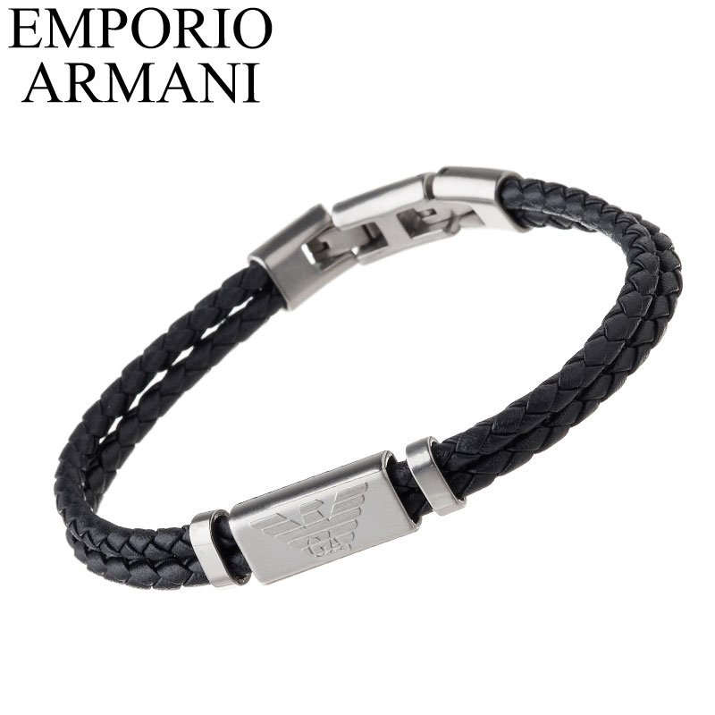 エンポリオ アルマーニ EMPORIO ARMANI アクセサリー メンズ ブレスレット 男性 レザー 2重 2重巻き レザーバングル バングル 誕生日 ..