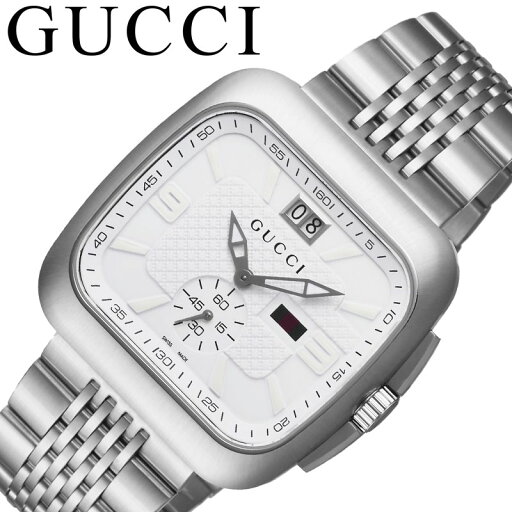 グッチ 腕時計 GUCCI 時計 グッチクーペ GUCCI COUPE ホワイト 男性 メンズ YA131319 ステンレス ステンレスベルト ステンレスバンド クオーツ サファイアガラス スーツ 仕事 2針 スモールセコンド カレンダー 日付 四角 白 アナログ 人気 おすすめ ブランド プレゼント