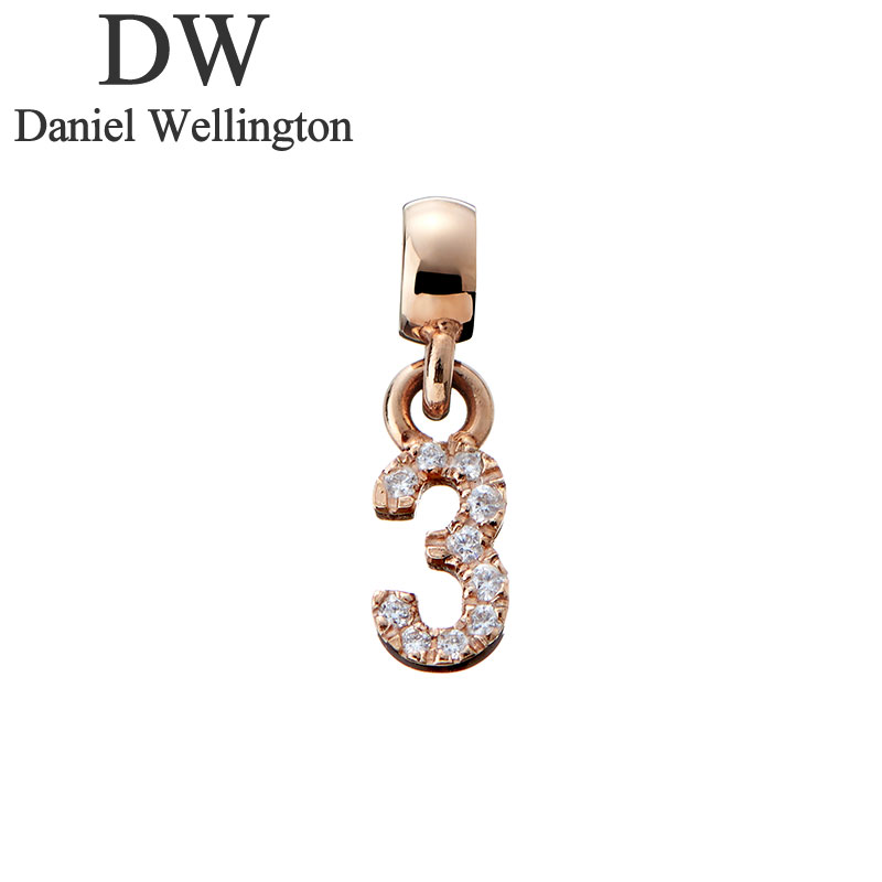 楽天腕時計ギフトのパピヨンダニエル ウェリントン アクセサリー Daniel Wellington チャーム ナンバー Charm number crystals 3 RG ローズゴールド 女性 向け レディース DW00400726 人気 おすすめ おしゃれ ブランド プレゼント ギフト