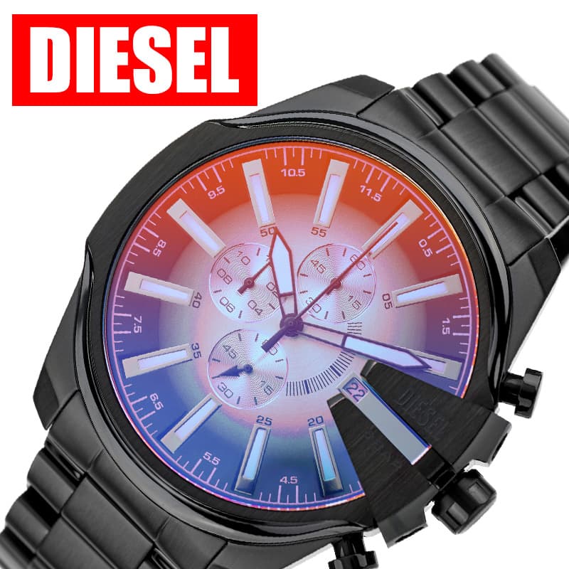 ディーゼル 腕時計 DIESEL 時計 メンズ 腕時計 ブラック（サンレイダイヤル）ステンレス ベルト DZ4689 クロノグラフ シンプル かっこいい カジュアル スーツスタイル 彼氏 旦那 父親 友達 息子 高校生 大学生 社会人 人気 おすすめ おしゃれ ブランド プレゼント ギフト