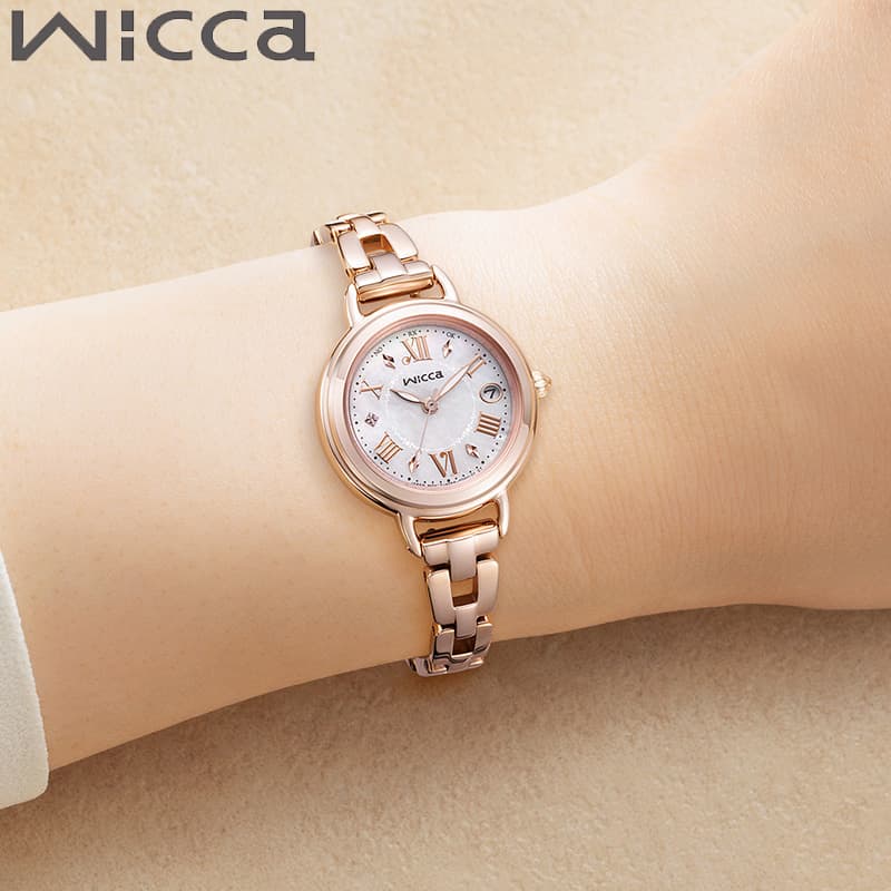 Wicca - シチズン 腕時計 CITIZEN 時計 ウィッカ Wicca レディース 腕時計 ホワイト 電波 ソーラー ステンレス ベルト ローズゴールド KL0-561-21 シンプル カジュアル かわいい 高級感 華奢 オフィス ファッション 誕生日 人気 おすすめ おしゃれ ブランド プレゼント ギフト
