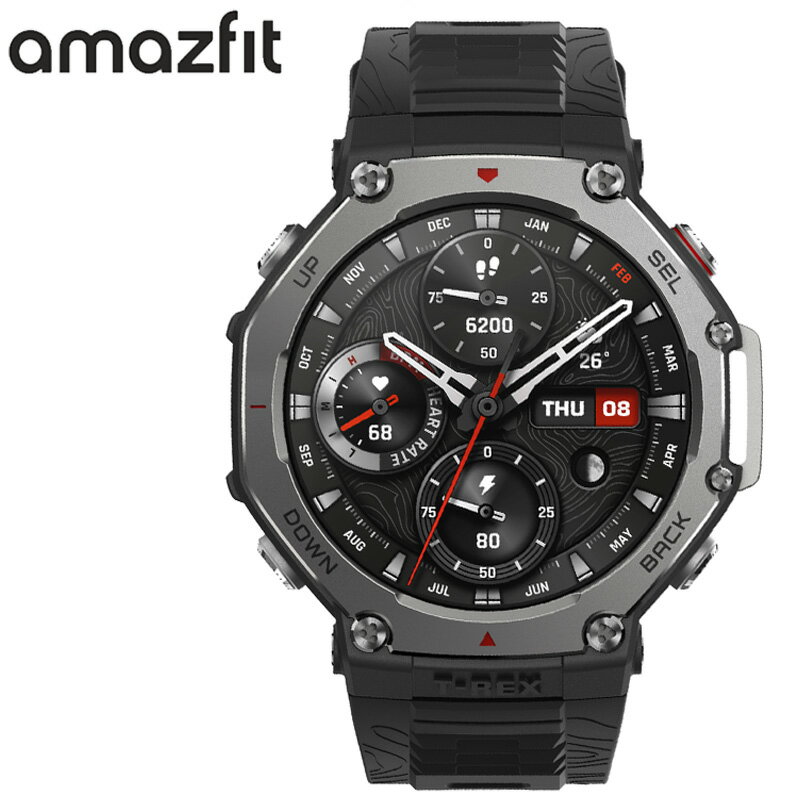 樂天商城 - アマズフィット 腕時計 AMAZFIT スマートウォッチ ティーレックス3 T-REX3 メンズ ブラック シリコン ベルト SP170069-C218 シンプル カジュアル アウトドア ランニング スポーツ 防水 睡眠 健康管理 機能性 実用性 人気 おすすめ おしゃれ ブランド プレゼント ギフト