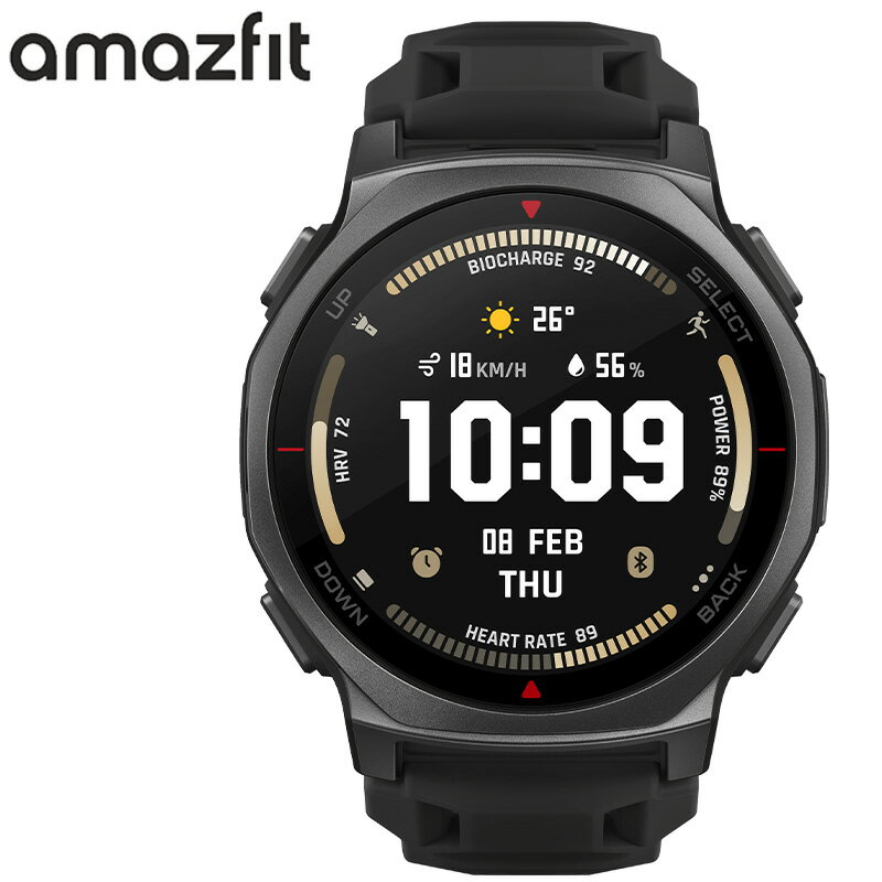 Rakuten - アマズフィット 腕時計 AMAZFIT スマートウォッチ ティーレックスプロ T-REX3 PRO メンズ ブラック シリコン ベルト SP170079-C239 シンプル カジュアル アウトドア ランニング スポーツ 防水 睡眠 健康管理 実用性 人気 おすすめ おしゃれ ブランド プレゼント ギフト
