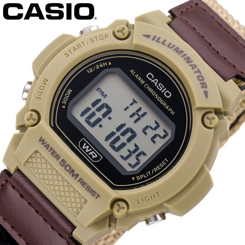カシオ 腕時計 CASIO 時計 カシオ CASIO スタンダード STANDARD デジタル ブラック 男性 向け メンズ ナイロン ベルト ベージュ ブラウン 軽量 軽い CASIOW-W-219HB-5AV シンプル カジュアル かっこいい ビジネス 人気 おすすめ おしゃれ ブランド プレゼント ギフト