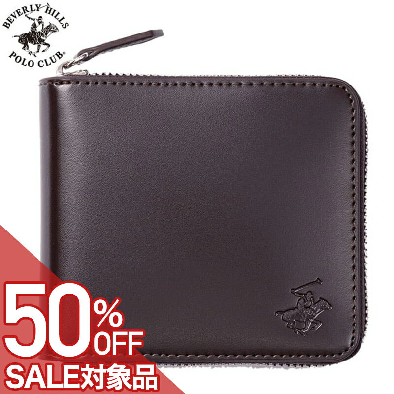 乐天商城 - 【最大50%OFF 半額 \7,150-円引】ビバリーヒルズ ポロ クラブ ラウンド2つ折り財布 BEVERLY HILLS POLO CLUB 財布 ラウンド2つ折りコードバン調 ダークブラウン/ブラウン 男性 向け メンズ BHG-M1004-DBR-BR 人気 おすすめ おしゃれ ブランド プレゼント ギフト