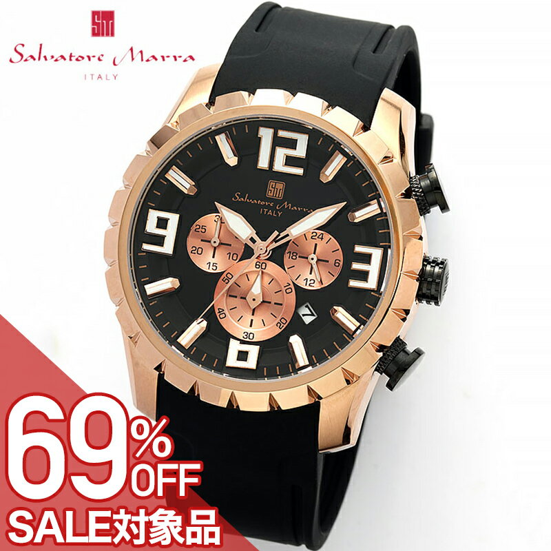 樂天商城 - 【最大69%OFF 半額 \26,807-円引】サルバトーレマーラ 腕時計 SalvatoreMarra 時計 サルバトーレマーラ SalvatoreMarra 立体文字盤 ブラック 男性 向け メンズ SM22111-PGBK-BK 人気 おすすめ おしゃれ ブランド プレゼント ギフト