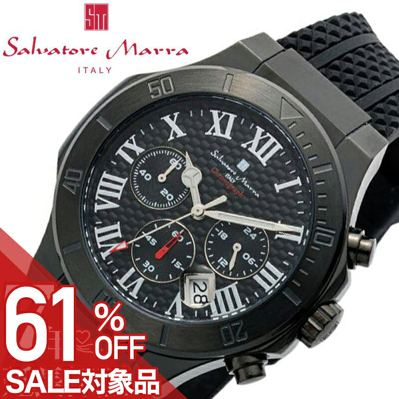 Rakuten - 【最大61%OFF 半額 \22,440-円引】サルバトーレ マーラ 腕時計 Salvatore Marra 時計 サルバトーレ マーラ Salvatore Marra 男性 向け メンズ スポーツ スポーティ クロノグラフ クロノ メタル ラバー イタリア 大人 ビジネス カジュアル SM23106-BKBK 人気 おすすめ ギフト