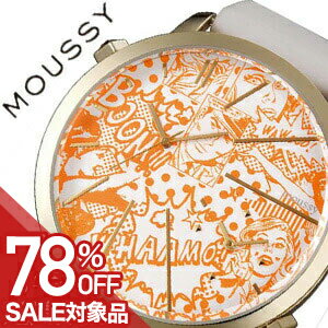 【最大78 OFF 半額 14,740-円引】マウジー 時計 MOUSSY 腕時計 ビッグ ケース Big Case メンズ レディース ユニセックス 男女兼用 オレンジ ホワイト WM0061QC アナログ 大きめ 革ベルト アメコミ シャンパン ゴールド 人気 プレゼント ギフト ビッグフェイス