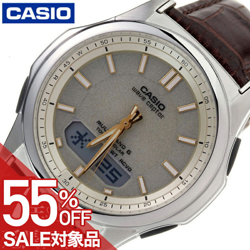 乐天商城 - 【最大55%OFF 半額 \13,420-円引】CASIO カシオ ウェーブセプター 腕時計 時計 メンズ ソーラー 電波 電波ソーラー ソーラー電波 ソーラー腕時計 電波腕時計 アナログ アナデジ 革 本革 革ベルト レザー レザーベルト シンプル ブランド 男性 男子 日付 カレンダー 仕事 父