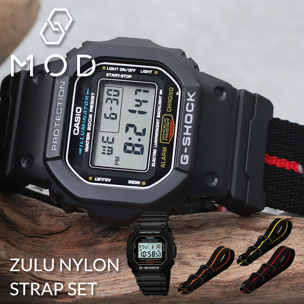 MOD カシオ 腕時計 カスタム ジーショック CASIO 時計 5600e G-SHOCK GSHOCK Gショック メンズ [ かっこいい おすすめ 人気 定番 ZULU ベルト ナイロンベルト ナイロンバンド ブラック 黒 スクエア 改造 防水 ミリタリー スポーツ アウトドア カジュアル パーツ 当店 限定 ]