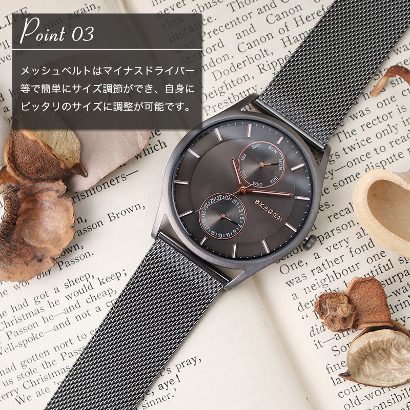 Holst Multifunction Charcoal Steel Mesh Multifunction Watch