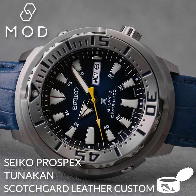 【当店限定】カスタム セイコー 腕時計 SEIKO 時計 ツナ缶 ツナ ツナカン プロスペックス PROSPEX 型押し 超強力撥水 レザー ベルト バンド 革ベルト SBDY053 SBDY055 メンズ 人気 ブランド おすすめ 潜水用 防水 200m ダイバーズウォッチ ダイバーズ ダイバーウォッチ 限定