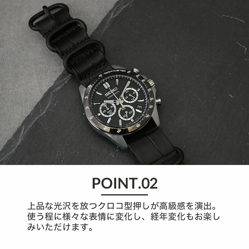 SEIKO 純正 腕時計バンド SBEQ001用 ベルト 22mm 黒 ブラック