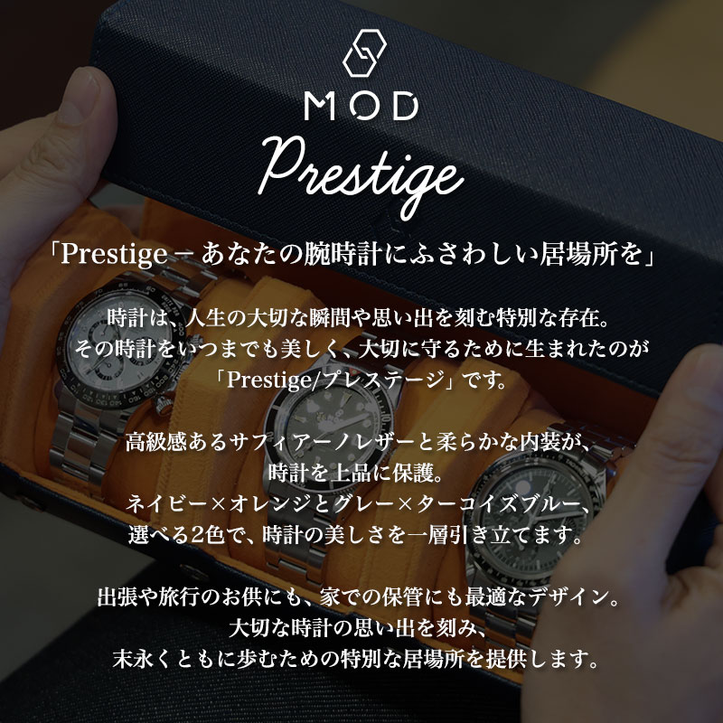 【時計 好きのためのワンランク上の 腕時計ケース】MOD プレステージ 六角形 時計 ケース 腕時計 3本 収納 持ち運び 携帯 出張 旅行 仕事 仕事場 保管 保管用 高品質 時計好き プレゼント おすすめ 人気 ギフト 彼氏 恋人 夫 父 ディスプレイ シンプル メンズ レディース