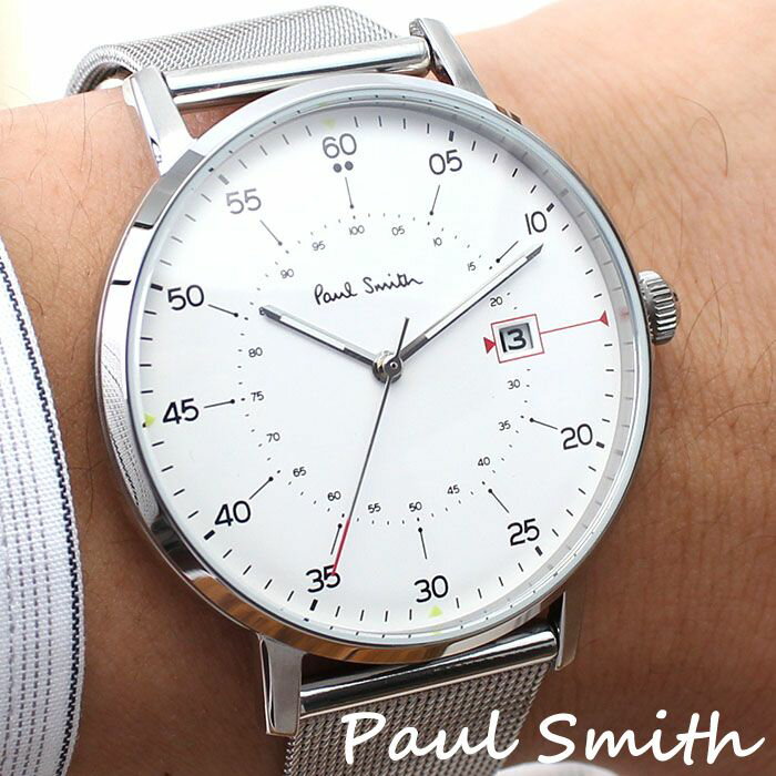 ポールスミス 腕時計 PAULSMITH 時計 ポールスミス 時計 PAUL SMITH 腕時計 ゲージ GAUGE 41MM メンズ ホワイト P10075 新作 人気 高級 トレンド ブランド シンプル イギリス プレゼント メタル ベルト メッシュ シルバー 父の日 ギフト