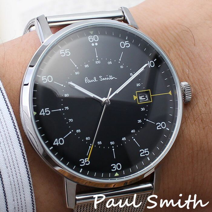 ポールスミス 腕時計 PAULSMITH 時計 ポールスミス 時計 PAUL SMITH 腕時計 ゲージ GAUGE 41MM メンズ ブラック P10131 新作 人気 高級 トレンド ブランド シンプル イギリス プレゼント メタル ベルト メッシュ シルバー 父の日 ギフト