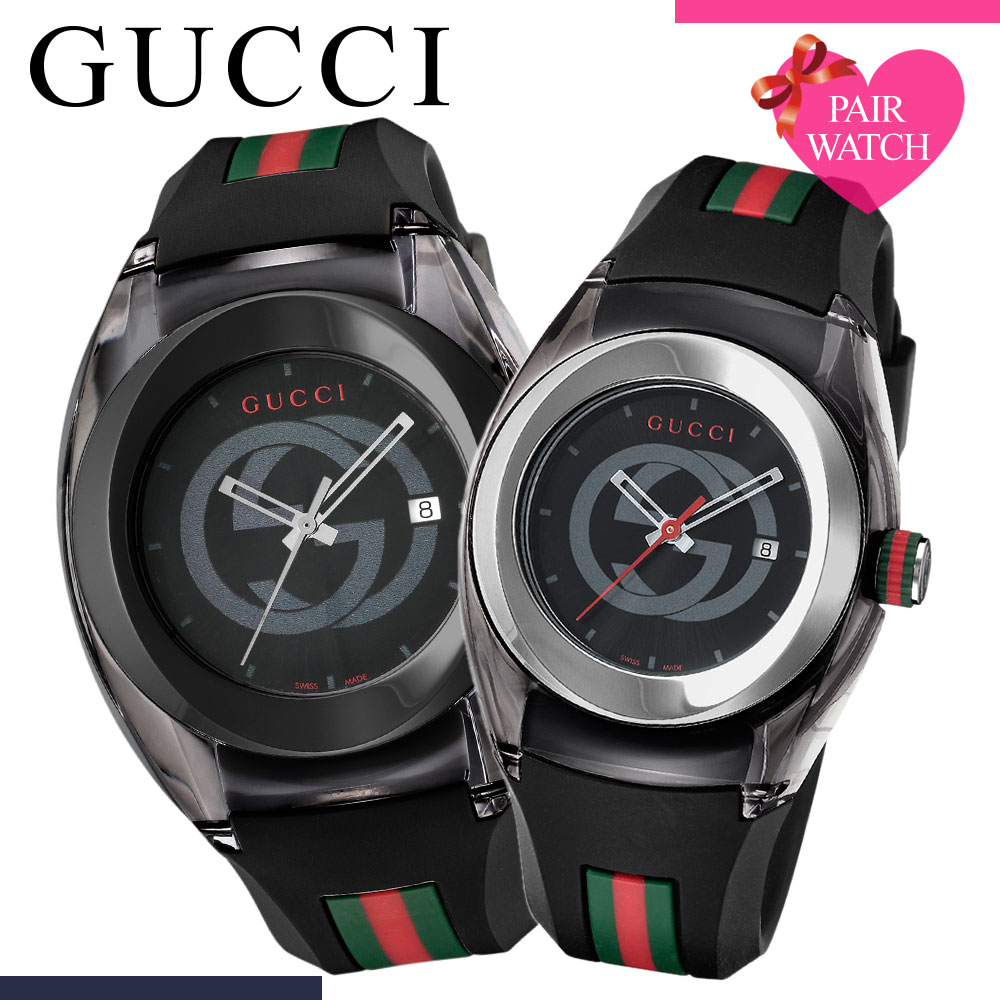 グッチ 腕時計（レディース） 【ペア価格】ペアウォッチ グッチ 腕時計 GUCCI 時計 シンク メンズ レディース 男性 女性 セット 人気 ブランド オールブラック おしゃれ ラバー ベルト 恋人 カップル ペア おそろい シンプル 彼女 彼氏 夫婦 結婚 記念日 記念 誕生日 プレゼント ギフト【watchbeauty3】