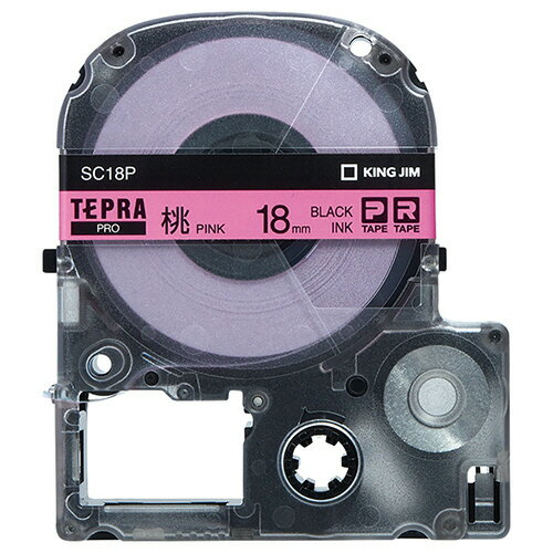 キングジム テプラ PRO テープカートリッジ パステル 18mm ピンク／黒文字 SC18P 1個