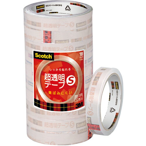 3M　スコッチ　超透明テープS　大巻　18mm×35m　BK−18N　1パック（10巻）