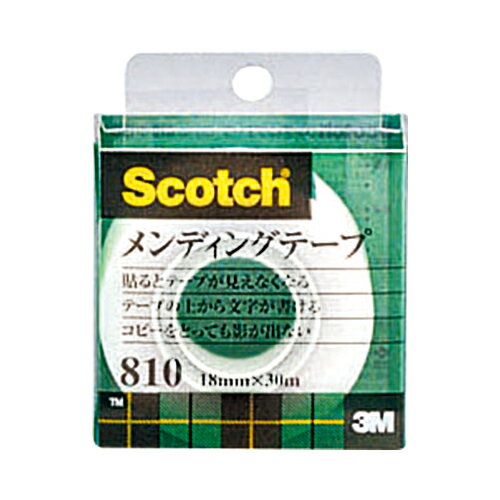 3M スコッチ メンディングテープ 810 小巻 18mm×30m クリアケース入 810−1−18C 1巻