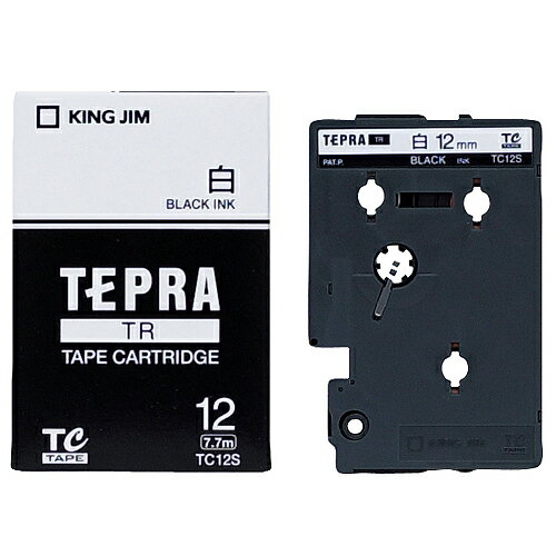キングジム　テプラ　TR　テープカートリッジ　12mm　白／黒文字　TC12S　1個