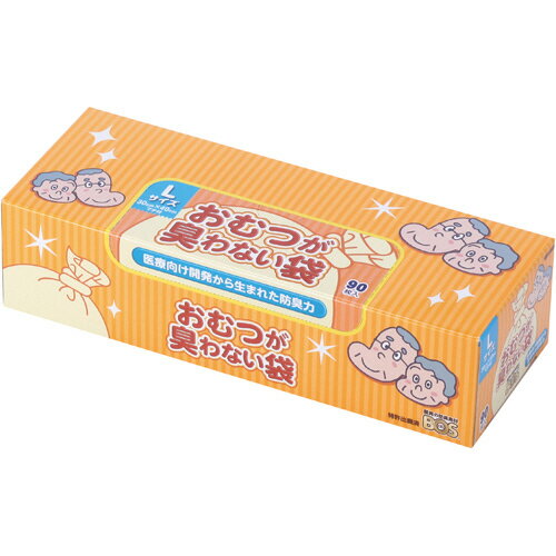 【お取寄せ品】 クリロン化成　おむつが臭わない袋　BOS　大人用箱型　Lサイズ　白　1箱（90枚）