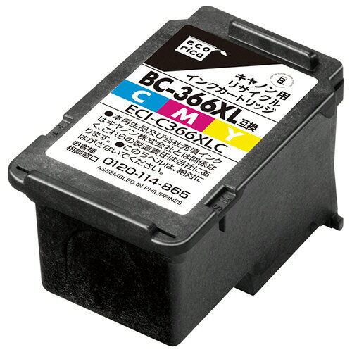 エコリカ　リサイクルインクカートリッジ　3色一体型（染料）　大容量　［キヤノン：BC−366XL互換］　E..