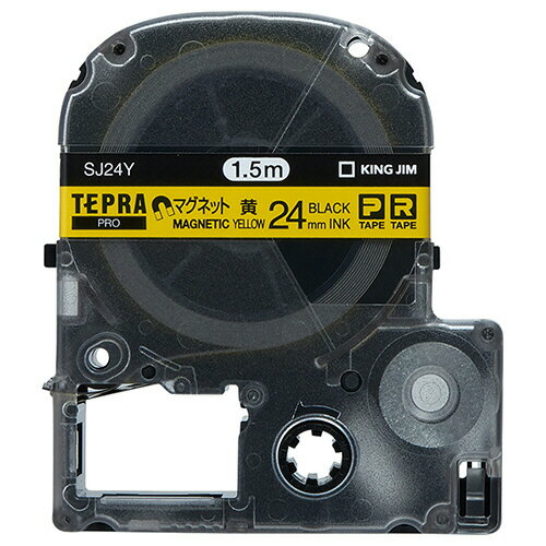 キングジム　テプラ　PRO　テープカートリッジ　マグネットテープ　24mm　黄／黒文字　SJ24Y　1個
