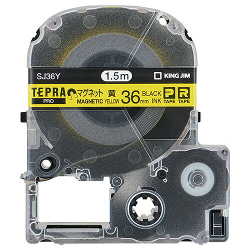 キングジム　テプラ　PRO　テープカートリッジ　マグネットテープ　36mm　黄／黒文字　SJ36Y　1個