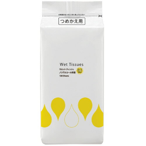 TANOSEE　ノンアルコール除菌ウエットティッシュ　ボトル詰替　1パック（100枚）