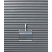 ライオン事務器　チャック式名札　ヨコ型　ソフトタイプ　取付用クリップ付　N−77K　1個