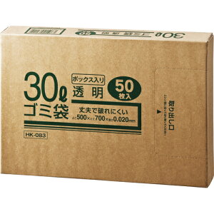 クラフトマン　業務用透明　メタロセン配合厚手ゴミ袋　30L　BOXタイプ　HK−83　1箱（50枚）