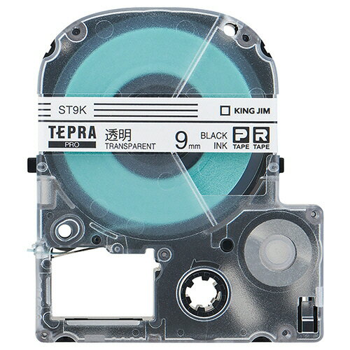 キングジム　テプラ　PRO　テープカートリッジ　9mm　透明／黒文字　エコパック　ST9K−10PN　1パック（10個） 【送料無料】