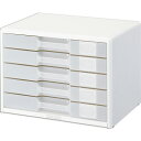 【お取寄せ品】 ライオン事務器 透明レターケース カド丸タイプ A4ヨコ 5段 ホワイト LA4-555W 1台 【送料無料】