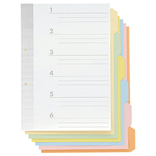 TANOSEE 見出しカード A4タテ 2穴 6色6山+扉紙 1パック(10組)