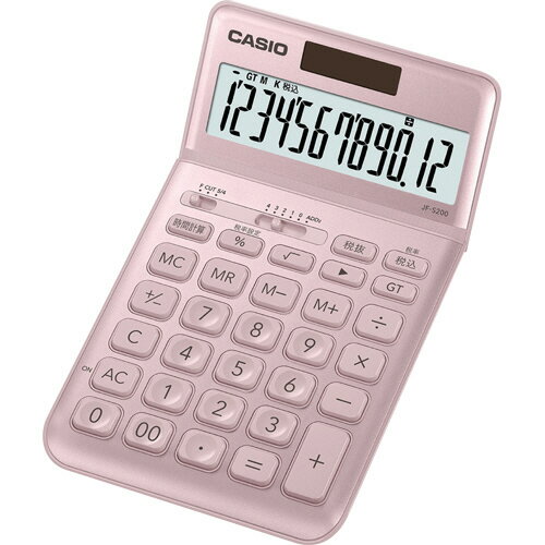 カシオ　デザイン電卓　12桁　ジャストタイプ　ライトピンク　JF−S200−PK−N　1台 