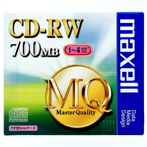 マクセル データ用CD−RW 700MB 4倍速 ブランドシルバー 5mmスリムケース CDRW80MQ.S1P 1枚