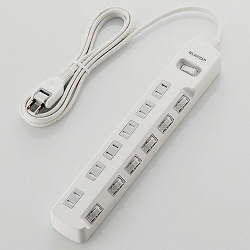 エレコム　一括＆個別スイッチ付　雷ガードタップ　2P・6個口　ホワイト　2．5m　T−K8A−2625WH　1個 【..