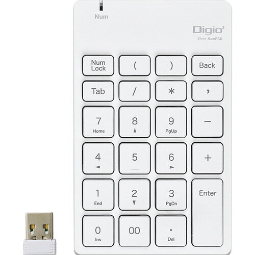 ナカバヤシ　静音テンキーボード　USB無線タイプ　ホワイト　TNK−SR227W　1台