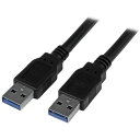 【お取寄せ品】 StarTech.com USB3.0ケーブル 3m A(オス)-A(オス) ブラック USB 3.1 Gen 1 (5 Gbps) USB3SAA3MBK 1本