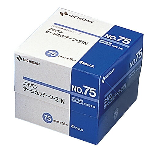 【お取寄せ品】 ニチバン　サージカルテープ−21N　No．75　75mm×9m　1箱（4巻）