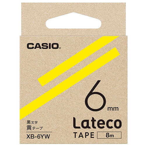 【お取寄せ品】 カシオ　ラテコ　詰替用テープ　6mm×8m　黄／黒文字　XB−6YW　1個