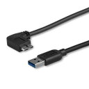 【お取寄せ品】 StarTech.com Micro USB3.0 スリムケーブル 片側左向きL型 0.5m Type A(オス)-Micro B(オス) ブラック USB3AU50CMLS 1本