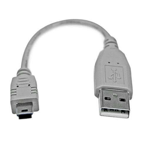 【お取寄せ品】 StarTech．com ミニUSBケーブル 15cm A（オス）−Mini B（オス） グレー USB2HABM6IN 1本