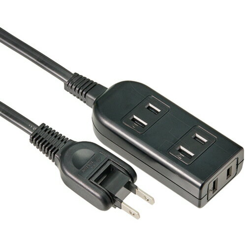 ハイディスク　電源タップAC3個口　コード付　ブラック　2m　HD−T03A2MBK　1個