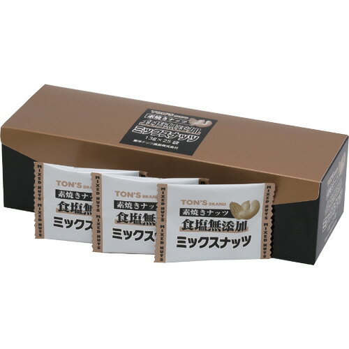 ●ミックスナッツ、1箱25袋入です。●味／ミックスナッツ●内容量／13g●個包装／○●賞味期限／商品の発送時点で、賞味期限まで残り60日以上の商品をお届けします。●1箱＝25袋※内容量は1袋あたり。※メーカー都合により、パッケージデザインおよび仕様が変更になる場合がございます。●メーカー／東洋ナッツ食品●型番／409119●JANコード／4901998371867※メーカー都合によりパッケージ・仕様等が予告なく変更される場合がございます。ご了承ください。本商品は自社サイトでも販売しているため、ご注文のタイミングにより、発送までにお時間をいただいたり、やむをえずキャンセルさせていただく場合がございます。※沖縄へのお届けは別途1650円(税込)の送料がかかります。※本商品はメーカーより取寄せ後の発送となるため、配送日はご指定頂けません(お届けするまでに3〜10営業日程度かかります。品切れなどの理由で遅れる場合は弊社よりご連絡します)。また、ご注文後のキャンセル・返品はお受けできません。予めご了承ください。