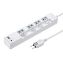 サンワサプライ USB充電機能付きタップ Type−C搭載 2P・4個口 ホワイト 2m TAP−B102UC−2W 1個 ...