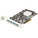 【お取寄せ品】 StarTech.com 4ポートUSB-A増設PCIeカード PEXUSB314A2V2 1個 【送料無料】