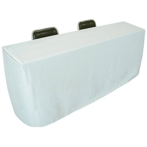 【お取寄せ品】 丸金　長机用　防炎テーブルクロス　ボックス型　約145×320cm　ロイヤル　グレーホワイ..